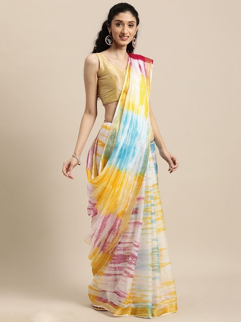 Geroo Jaipur Multicolored Printed Saree With Unstitched Blouse Price in India