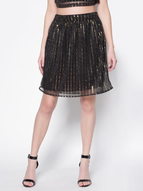 Sera Black Embellished A-Line Skirt Price in India