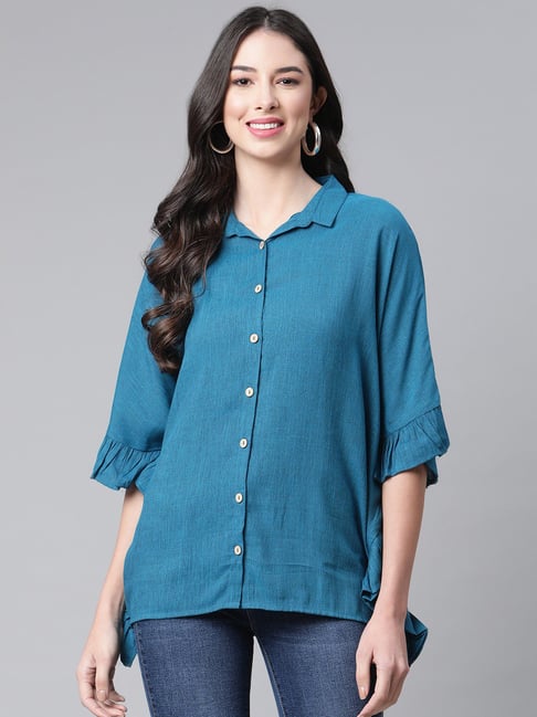 Cottinfab Blue Half Sleeve Shirt Price in India