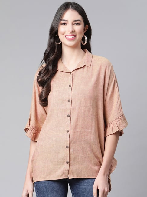 Cottinfab Peach Half Sleeve Shirt Price in India