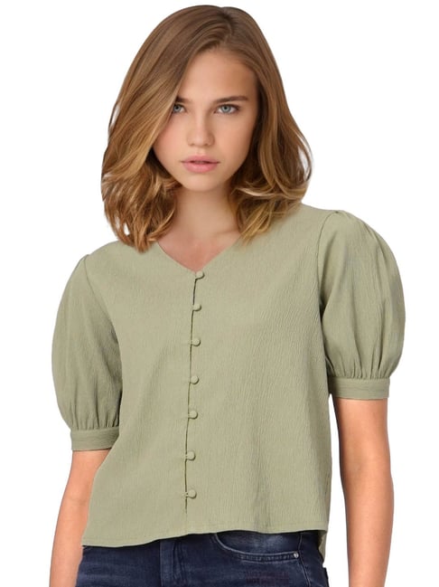 Only Olive Regular Fit Top Price in India