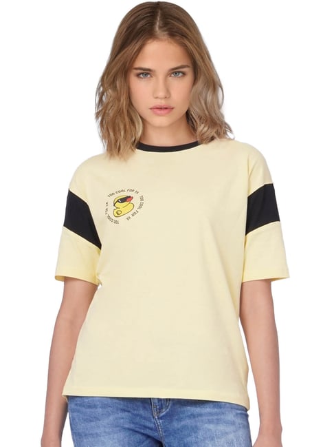 Only Yellow Printed T-Shirt