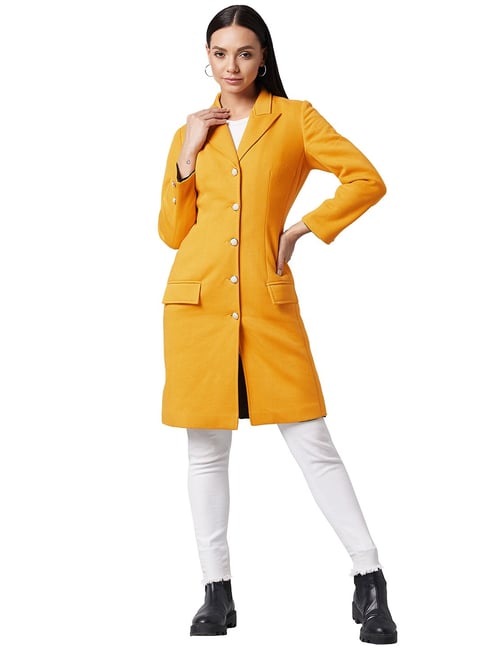 DOLCE CRUDO Mustard Full Sleeves Coat-picture-17