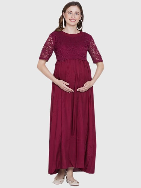 Expecting Red Floral Asymmetric Split Maternity Maxi Dress – Club L London  - USA