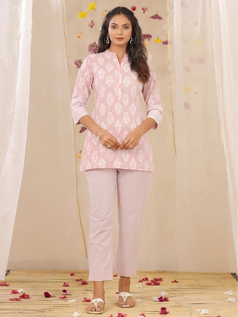 Juniper Pink Printed Kurti Pant Set Price in India
