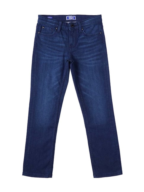 Buy Jack Jones Junior Dark Blue Denim Cotton Washed Jeans for