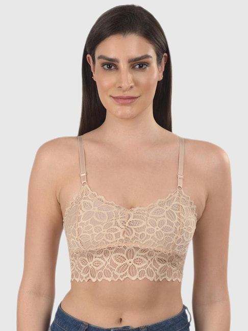 Buy online Beige Solid Regular Bra from lingerie for Women by