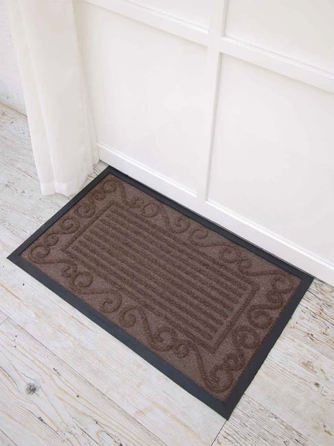 Ariana Brown Microfibre Single Happy Feet Outdoor Door Mat - Set of 1