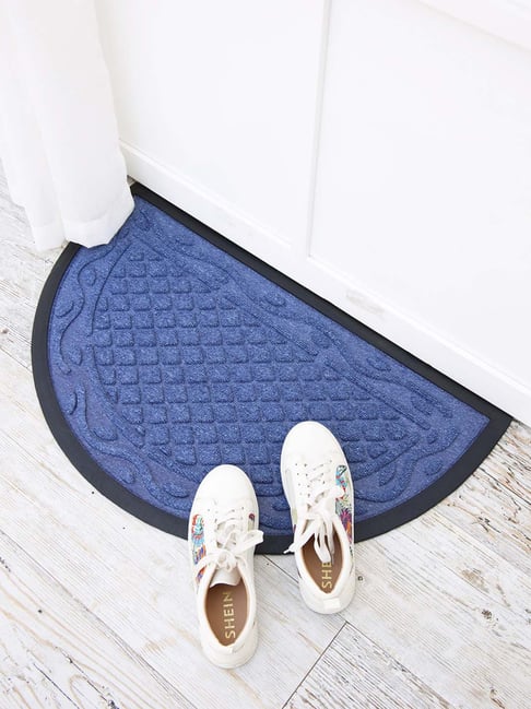 Ariana Blue Microfibre Single Happy Feet Outdoor Door Mat - Set of 1