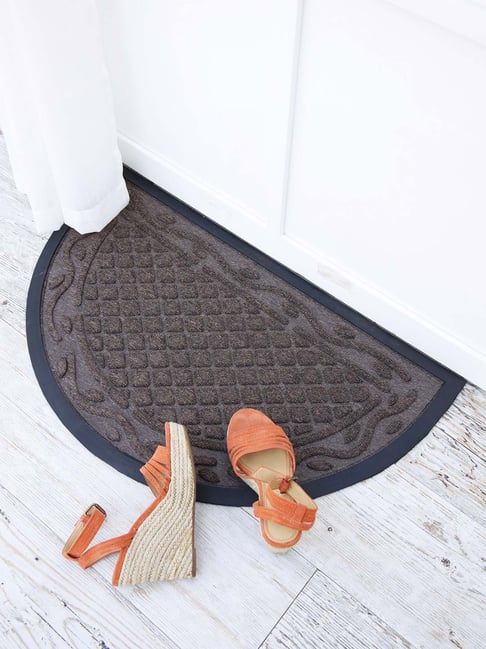 Ariana Dark Brown Microfibre Double Happy Feet Outdoor Door Mat - Set of 2