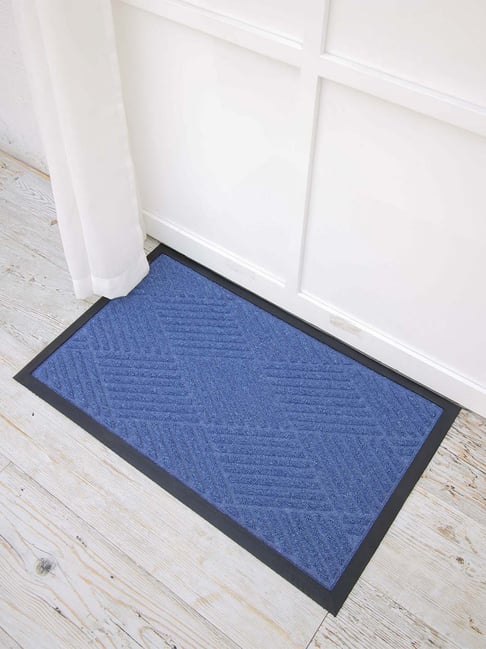 Ariana Blue Microfibre Single Happy Feet Outdoor Door Mat - Set of 1