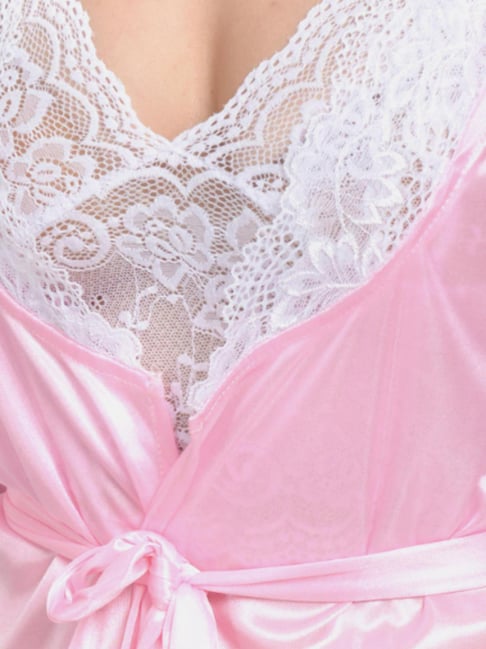 pink lace night dress Nasty Gal Women's Satin Cut Out Detail in while the gathered waist creates a feminine silhouette Lace Women's Nightdresses Long Windy