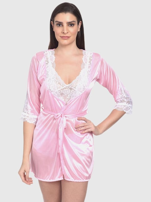 mod & shy Pink Lace Print Sleepwear Robes-picture-45
