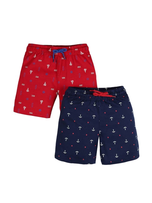 Plum Tree Kids Navy & Red Printed Shorts (Pack Of 2)-picture-18