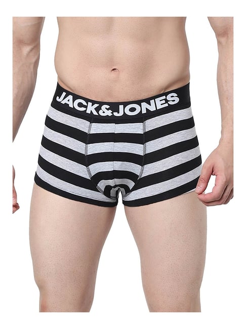 Jack & Jones Black & Grey Striped Trunks