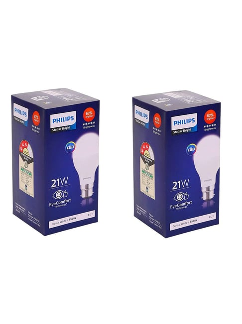 Philips 21W B22 LED Cool Day Light Bulb, White, Pack of 2, (929002264813_2)