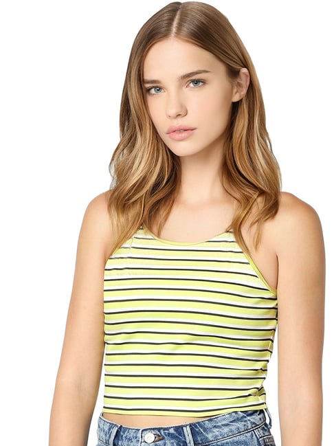 Yellow striped 2025 crop top