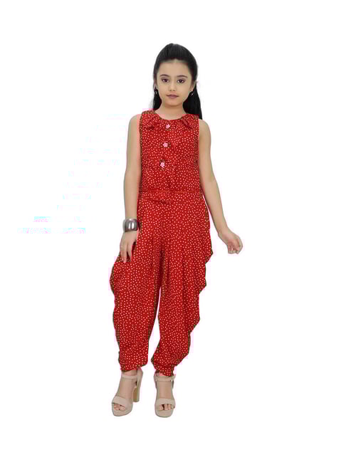 Buy Tiny Girl Red Printed Jumpsuit with Belt for Girls Clothing