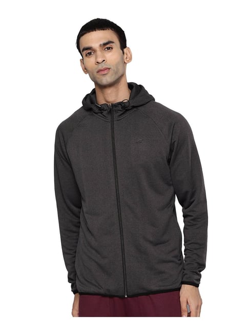 ALCIS Dark Grey Melange Regular Fit Hooded Jacket-picture-29
