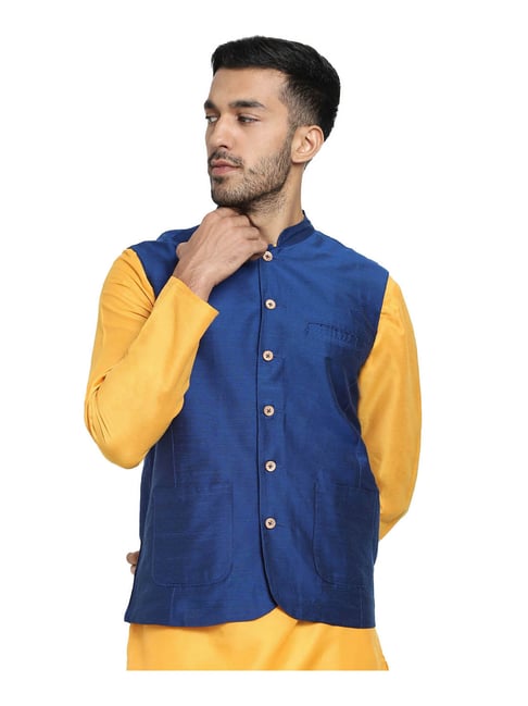 Bewakoof Blue Regular Fit Nehru Jacket