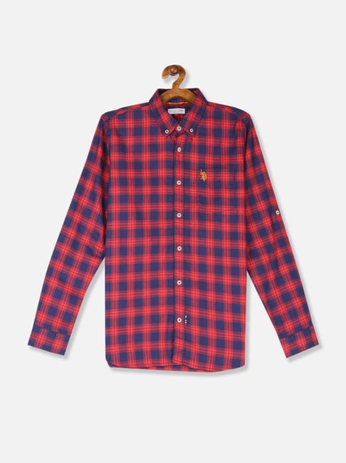 Buy Polo Kids Red Cotton Plaid Pattern Shirt for Boys