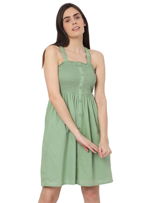 Vero Moda Green Flared Fit Dress Price in India