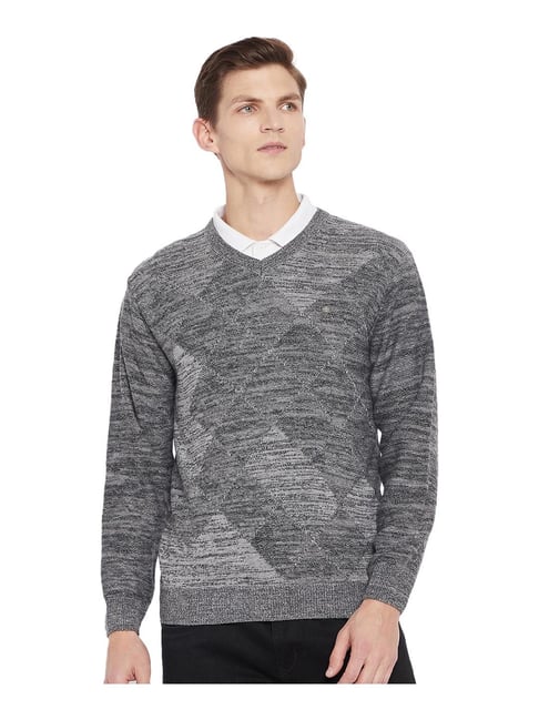 Duke Dark Grey Self Design Sweater