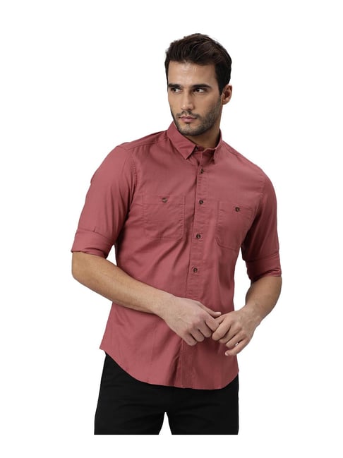 Rare Rabbit Maroon Regular Fit Shirt 