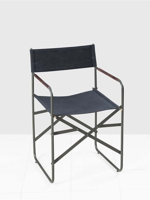 Fabindia Home Home Blue & Grey Iron Director Folding Chair-Fabindia Home-HomeFurnishing-TATA CLIQ