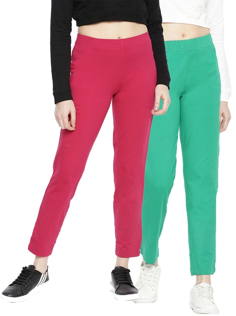 Buy Pink & Black Trousers & Pants for Women by DOLLAR MISSY Online