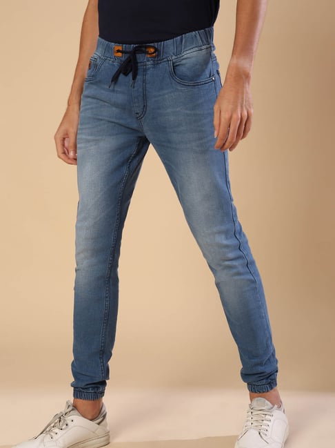 Campus Sutra Blue Lightly Washed Jeans-image-8