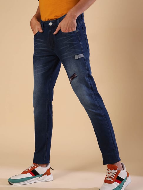 Campus Sutra Dark Blue Lightly Washed Jeans-image-11