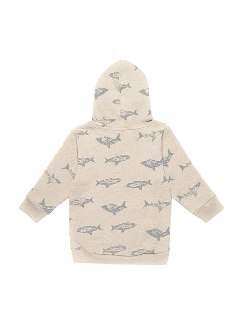 Buy Nino Bambino Kids Cream Printed Hoodie for Boys Clothing