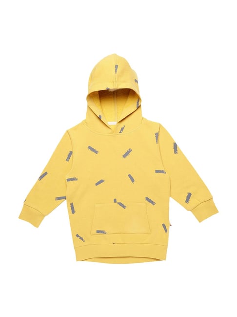 Nino Bambino Kids Yellow Printed Hoodie