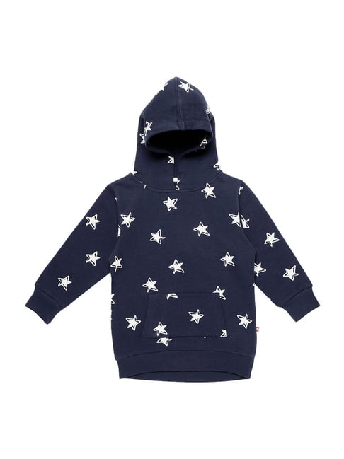 Nino Bambino Kids Navy Printed Hoodie-picture-40