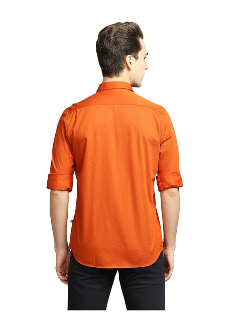 Buy Parx Dark Orange Slim Fit Shirt for Men Online @ Tata CLiQ