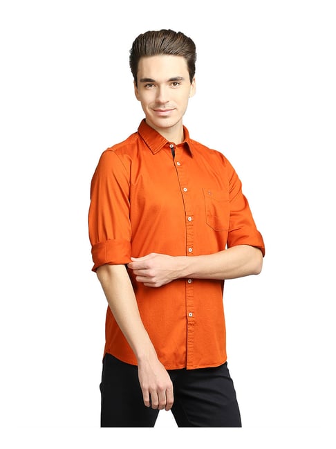 Buy Parx Dark Orange Slim Fit Shirt for Men Online @ Tata CLiQ