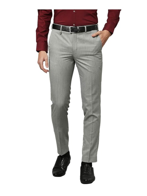 Mens grey striped on sale trousers