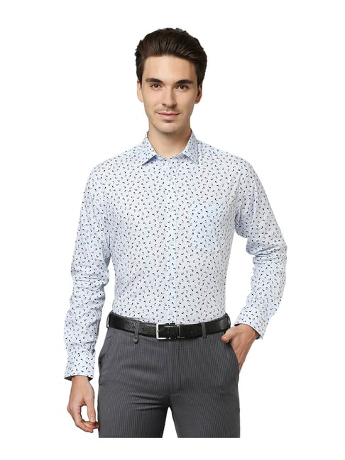 Park Avenue Light Blue Printed Shirt