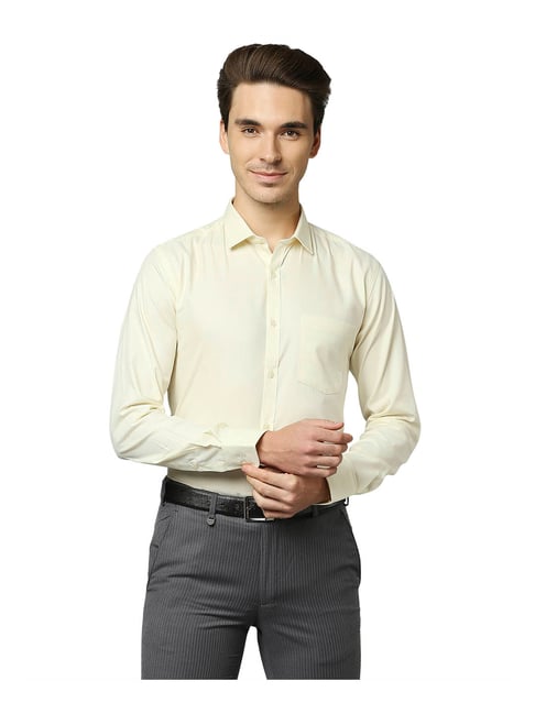 Park Avenue Light Yellow Slim Fit Shirt