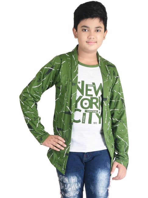 Dress Jacket Attached T Shirt Buy Fabshio Kids Grey Green T-Shirt