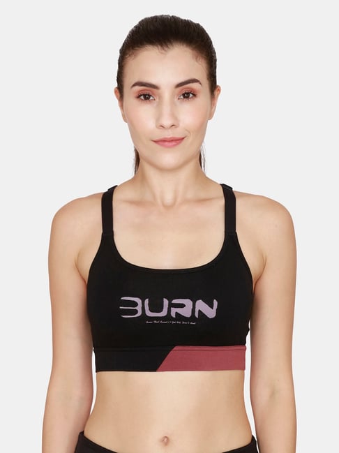 Buy Zelocity by Zivame Black Non Wired Non Padded Sports Bra for Women  Online @ Tata CLiQ