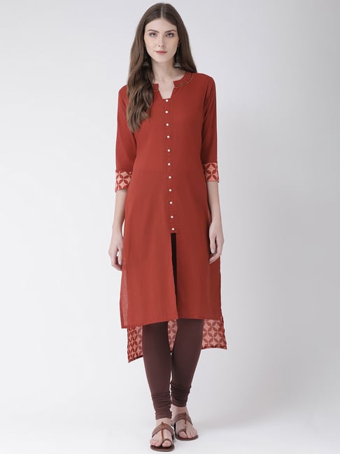 Span Brown Cotton Straight Kurta