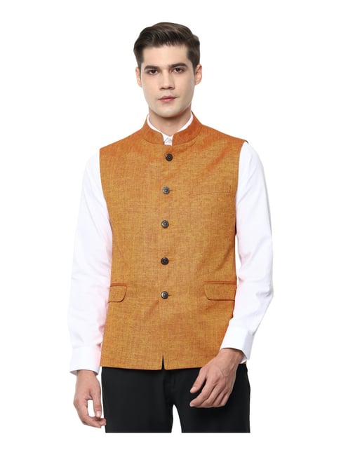 nehru jacket orange