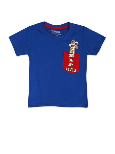 Cherokee Kids Royal Blue Cotton Printed T-Shirt