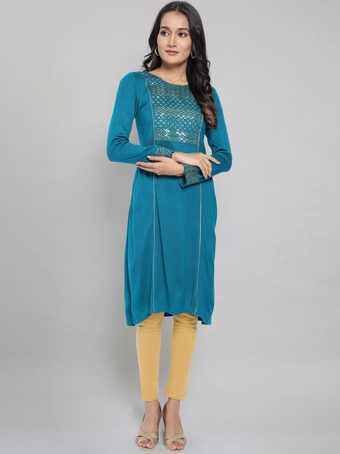 Buy Ketch Turquoise Blue Ethnic Motifs Printed Straight Kurta for Women  Online at Rs.325 - Ketch