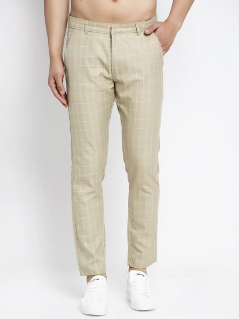 Buy Peter England Grey Slim Fit Checks Trousers for Mens Online  Tata CLiQ