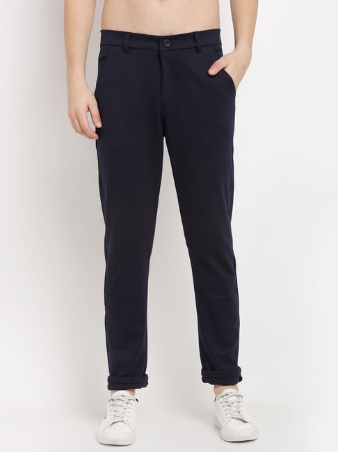 Buy Van Heusen Navy Tapered fit Trousers for Women Online  Tata CLiQ