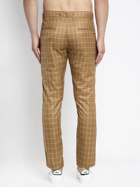 Buy Men Grey Check Slim Fit Trousers Online - 735872 | Van Heusen