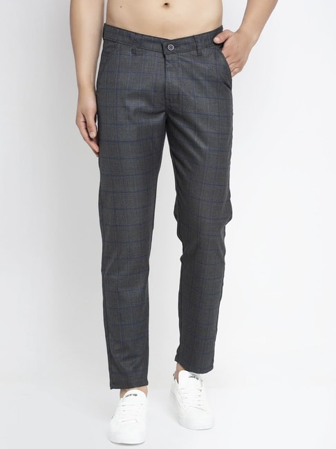 Buy Men Grey Textured Super Slim Fit Casual Trousers Online - 795992 |  Peter England